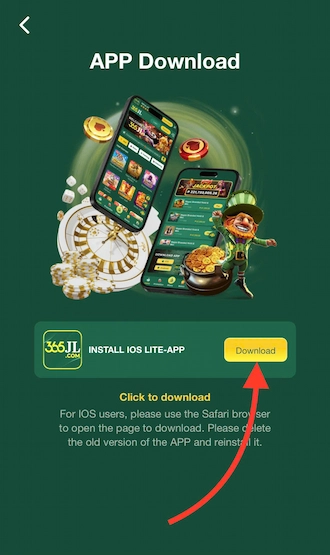 Step 2: Players should select the INSTALL IOS LITE-APP option.