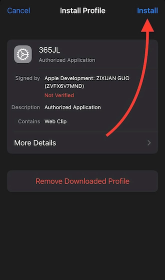Step 4: Select the 365JL profile and proceed with the installation.