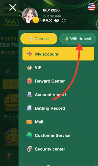 Step 1: Click on Withdrawal.