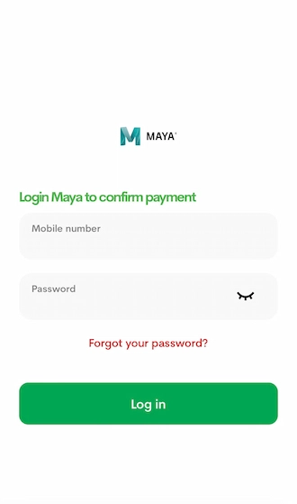 Step 3: Log in to your PayMaya account.
