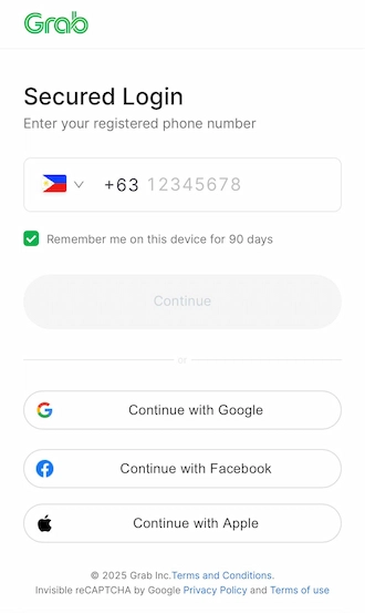 Step 3: Fill in the mobile number registered with GrabPay.